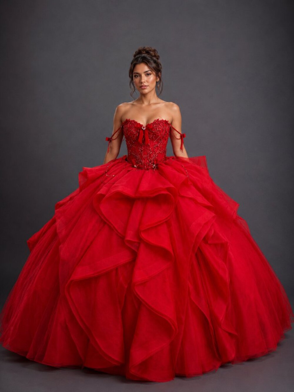 NEW RED Beaded Sweetheart Quinceanera Ball Gown Floor Length Embellished 5197